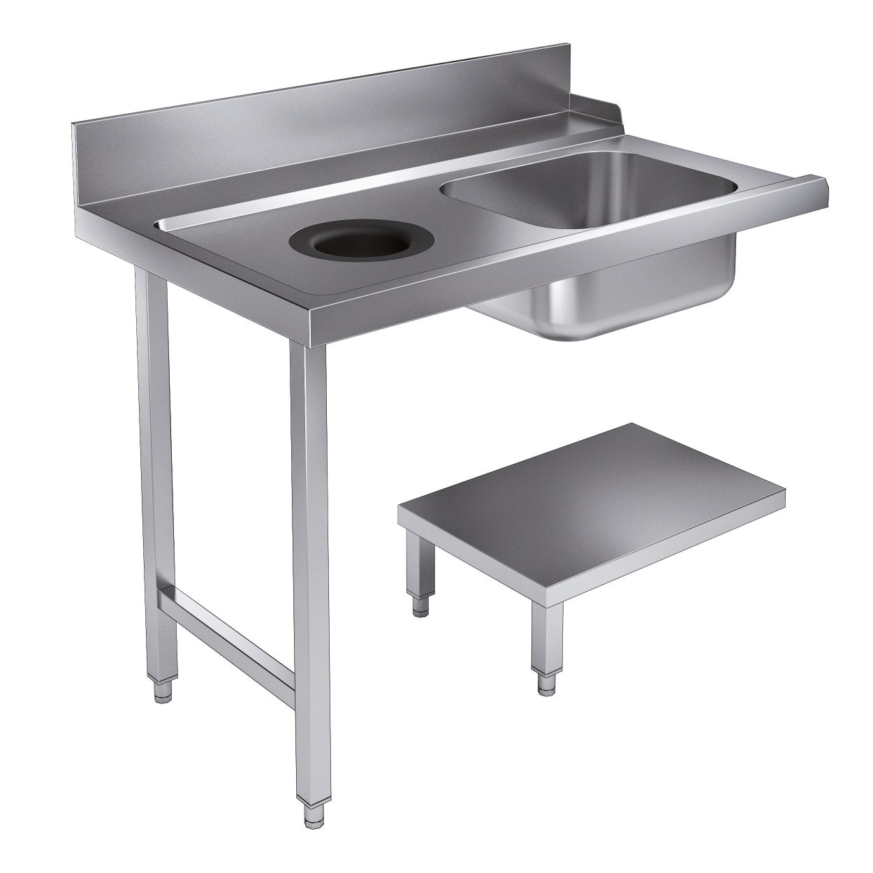 Inngangsbord bunne hylle med avfallshul 1200,- tilbake for 7280.0045-0046