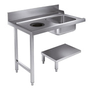 Innmatingsbord med avfallshull for 7280.0045/0046, venstre, 1200x750x900 mm