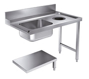 Innmatingsbord med avfallshull for 7280.0045/0046, høyre, 1200x750x900 mm