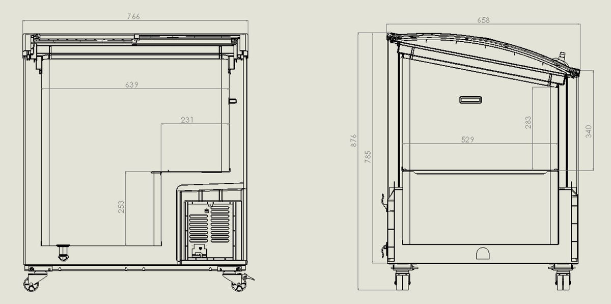 Fryseboks med glasslokk 198L, 767x659x879 mm – bilde 16