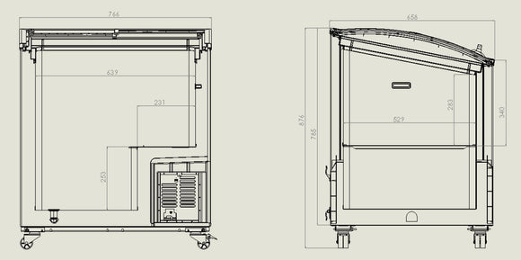Kystefryse glassdekk 198 l