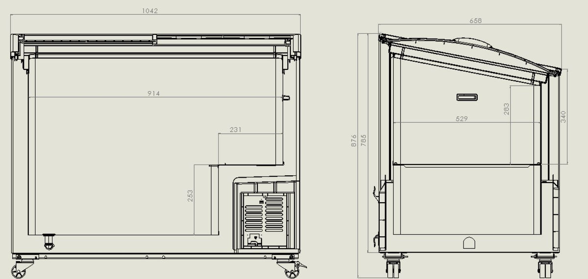 Fryseboks med glasslokk 297L, 1043x659x879 mm – bilde 4