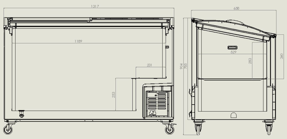 Fryseboks med glasslokk 397L, 1318x659x879 mm – bilde 4
