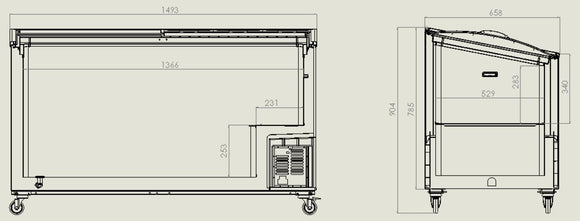 Kystefryser glassdekk 461 l