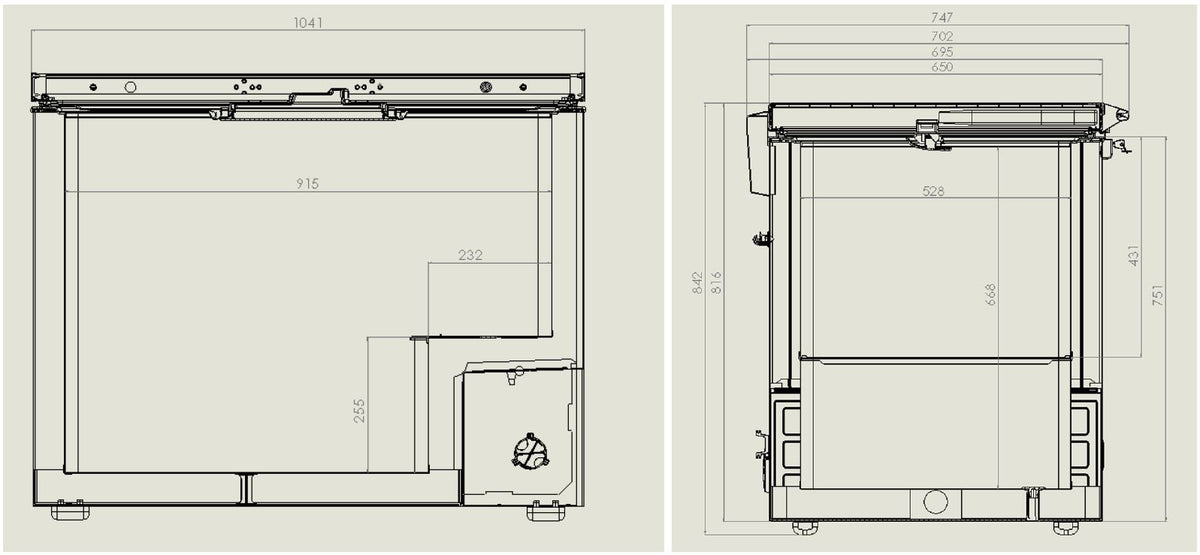 Fryseboks med lokk i rustfritt stål 305L, 1041x743x840 mm – bilde 4