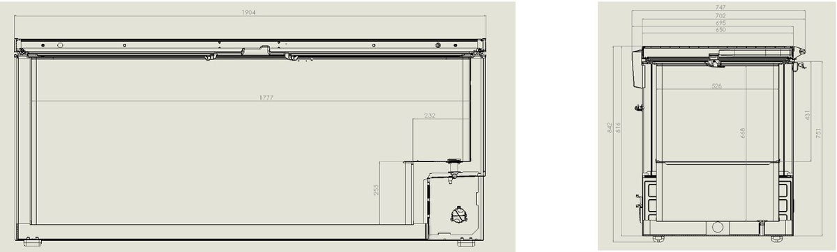 Fryseboks med lokk i rustfritt stål 635L, 1904x743x840 mm – bilde 4