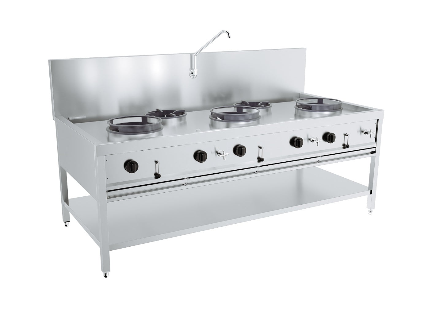 Gass wok bord 3x17kw + 2x9kw