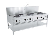 Gasswokbord 3x17 kW + 2x9 kW, 2000x900x750 mm