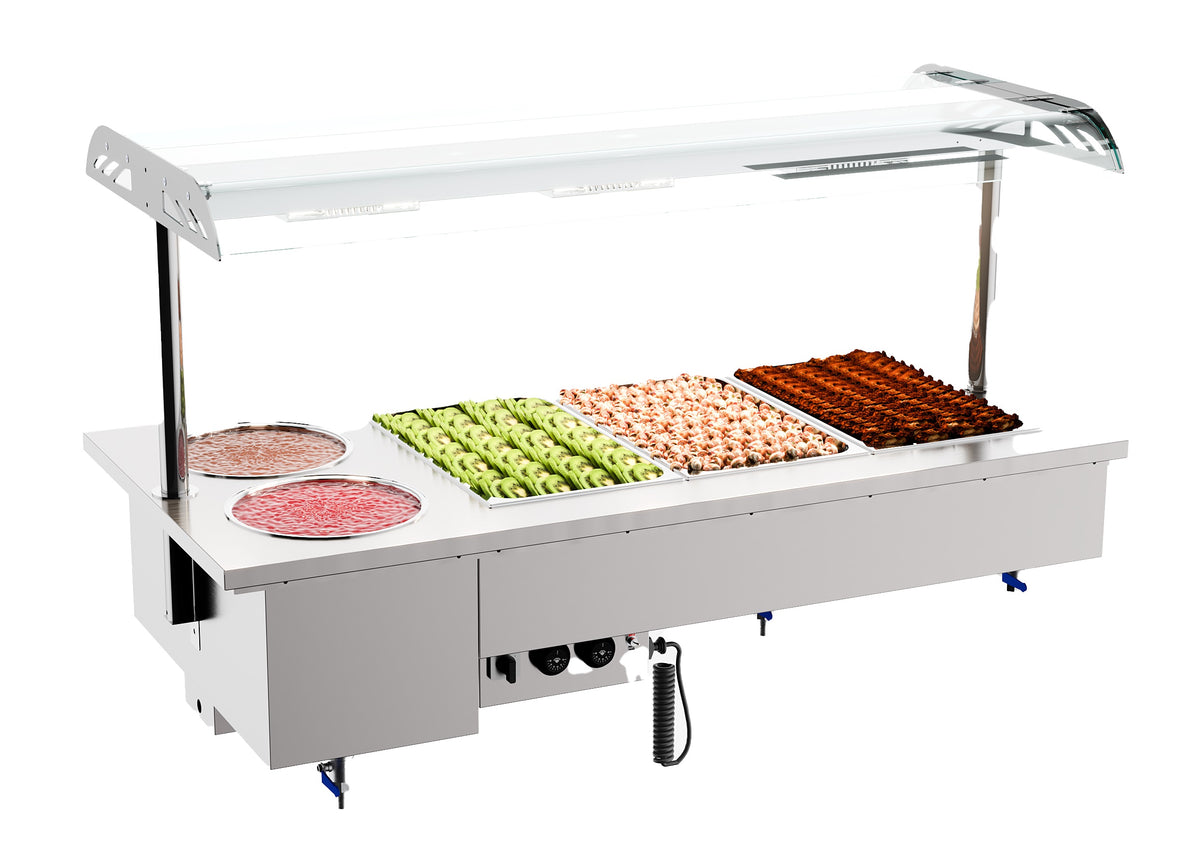Innfelt bain-marie med boller 3/1, 1500x700x1050 mm