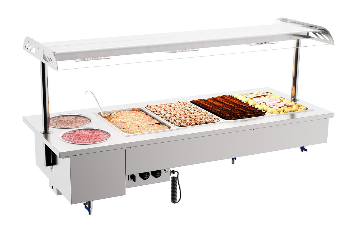 Nedfellt bain-marie-modul med boller 4/1