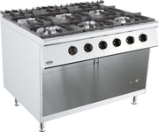 Gasskomfyr Base 900, 6 brennere, 1200x900x900 mm