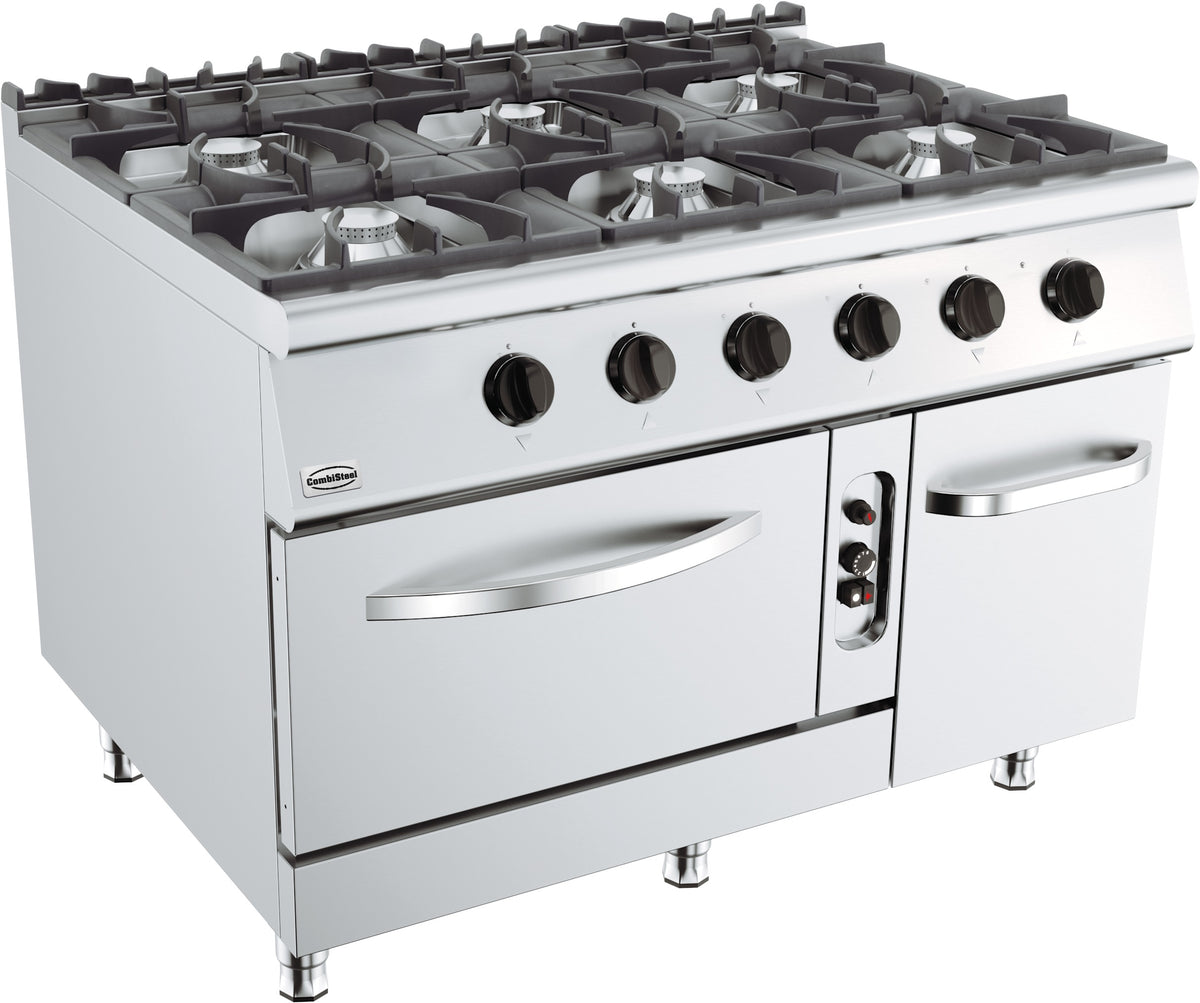 Gasskomfyr Base 900, 6 brennere med gassovn, 1200x900x900 mm
