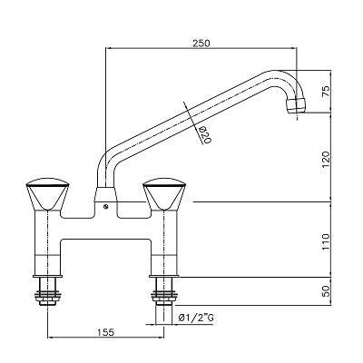 KRAN MED 2-HULLER (B)X(D)X(H)X(L)