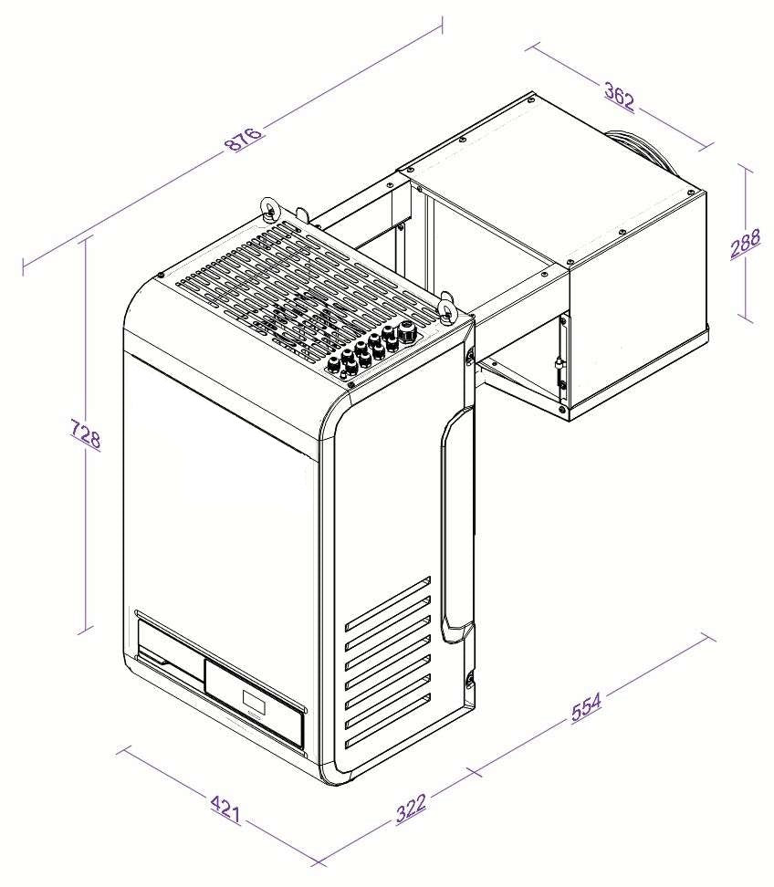 Veggaggregat for kjølerom 6,6–12,6 m³, 421x876x728 mm – bilde 5