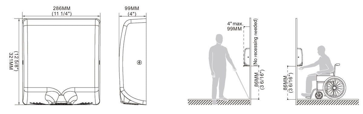Håndtørker HD-30, 286x102x321 mm – bilde 10