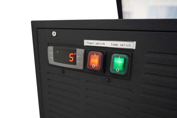 Benkeplate modell isskjerm sort åpner på betjeningssiden