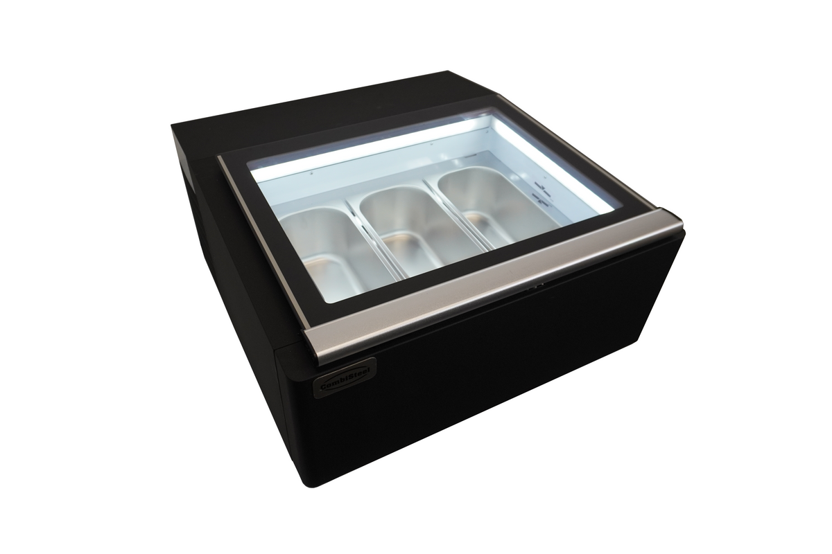 Iskremdisplay for benk, sort, åpnes på betjeningssiden, 670x750x375 mm – bilde 15