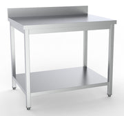 Arbeidsbord med underhylle og bakkant, flatpakket, 1800x600x850 mm