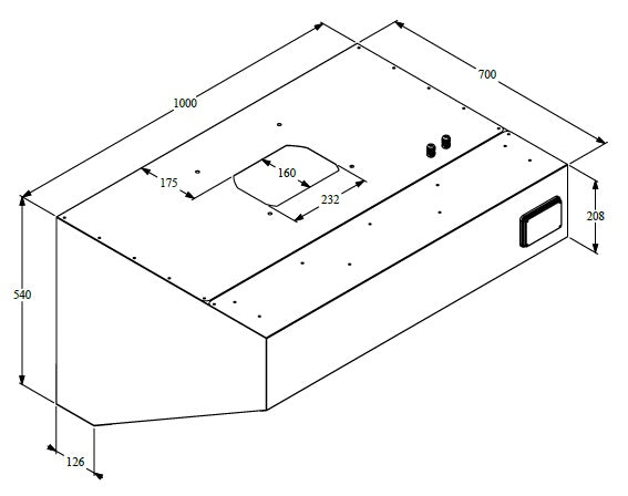 Ventilasjonshette for veggmontering, komplett, 1000x700x520 mm – bilde 6