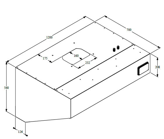 Ventilasjonshette for veggmontering, komplett, 1200x700x520 mm – bilde 6