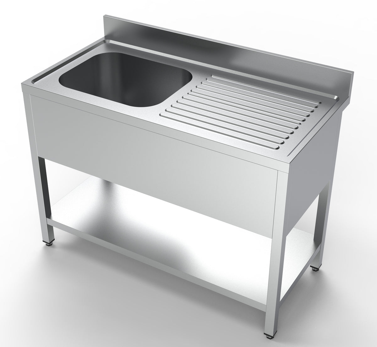 Oppvaskbenk med underhylle, 1 kum venstre, 1200x600x850 mm