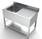 Oppvaskbenk med underhylle, 1 kum venstre, 1200x700x850 mm