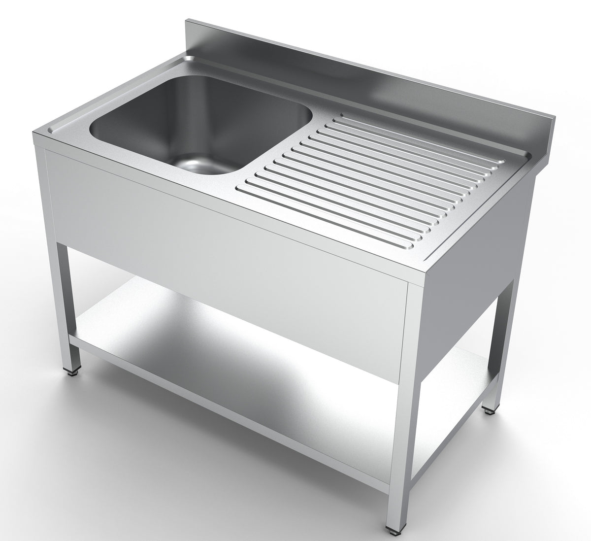 Oppvaskbenk med underhylle, 1 kum venstre, 1200x700x850 mm