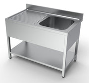 Oppvaskbenk med underhylle, 1 kum høyre, 1200x700x850 mm