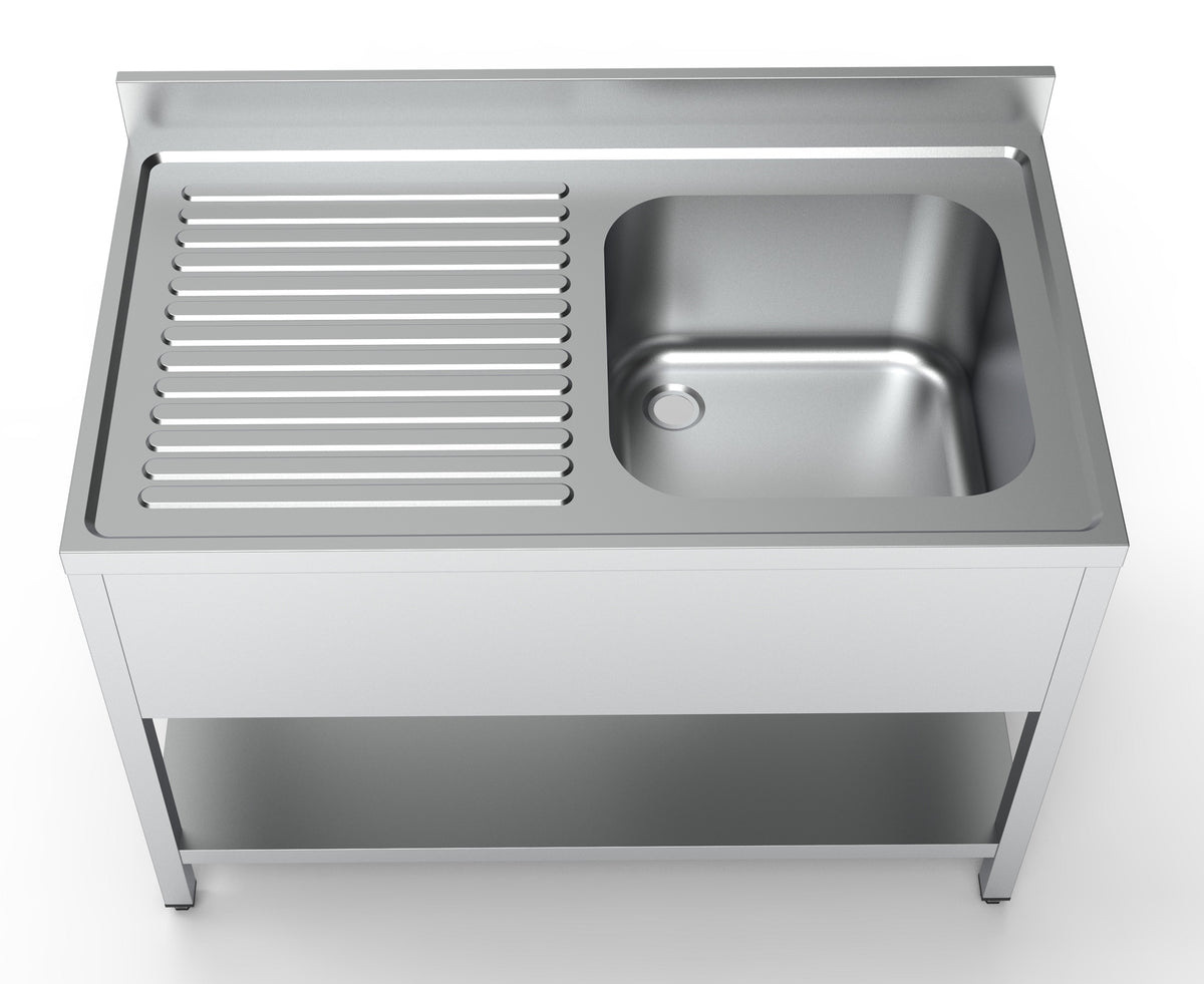 Oppvaskbenk med underhylle, 1 kum høyre, 1200x700x850 mm – bilde 3