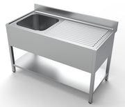 Oppvaskbenk med underhylle, 1 kum venstre, 1400x700x850 mm