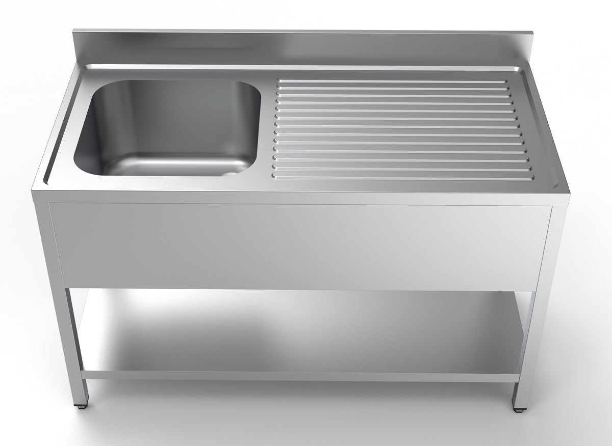 Oppvaskbenk med underhylle, 1 kum venstre, 1400x700x850 mm – bilde 4