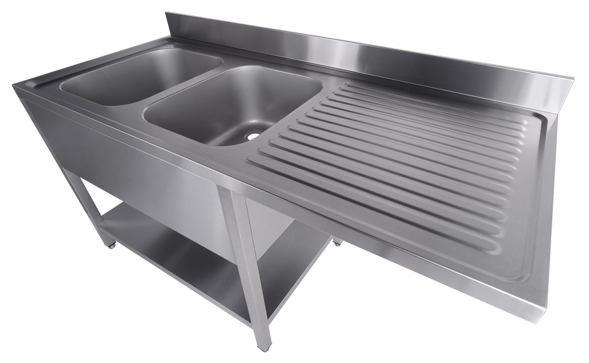 Oppvaskbenk for oppvaskmaskin, 2 kummer venstre, flatpakket, 1600x700x850 mm – bilde 5