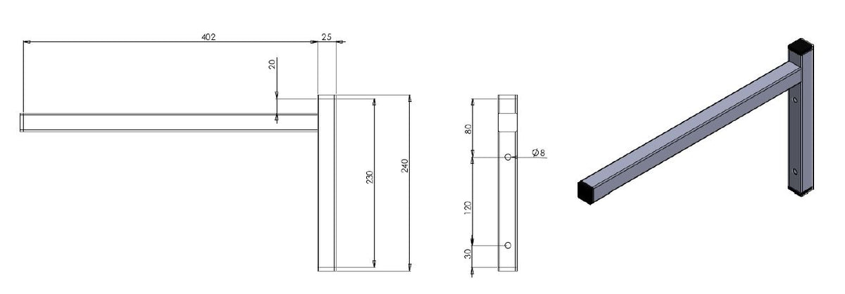 Fast hyllebrakett enkel, 400 mm – bilde 4