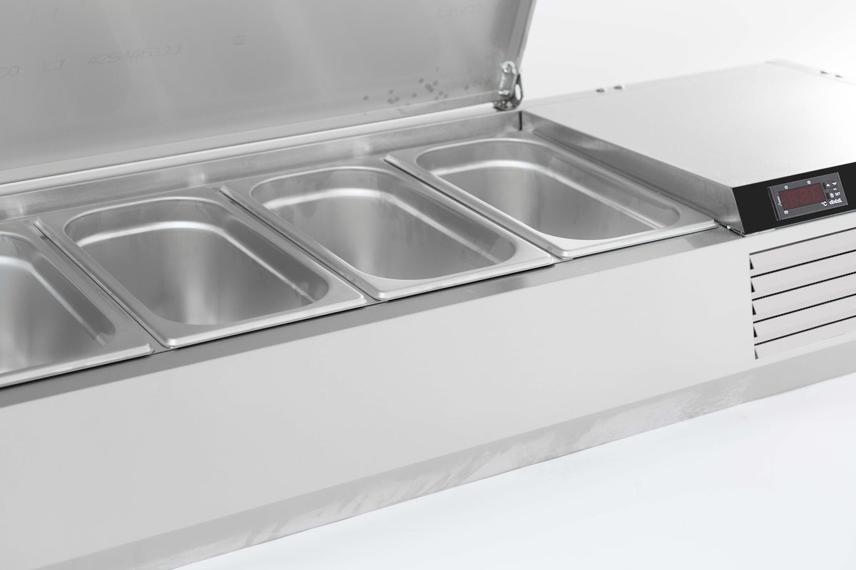 Kjølt overbygg med lokk i rustfritt stål, 9x GN 1/3, 2000x395x225 mm – bilde 8