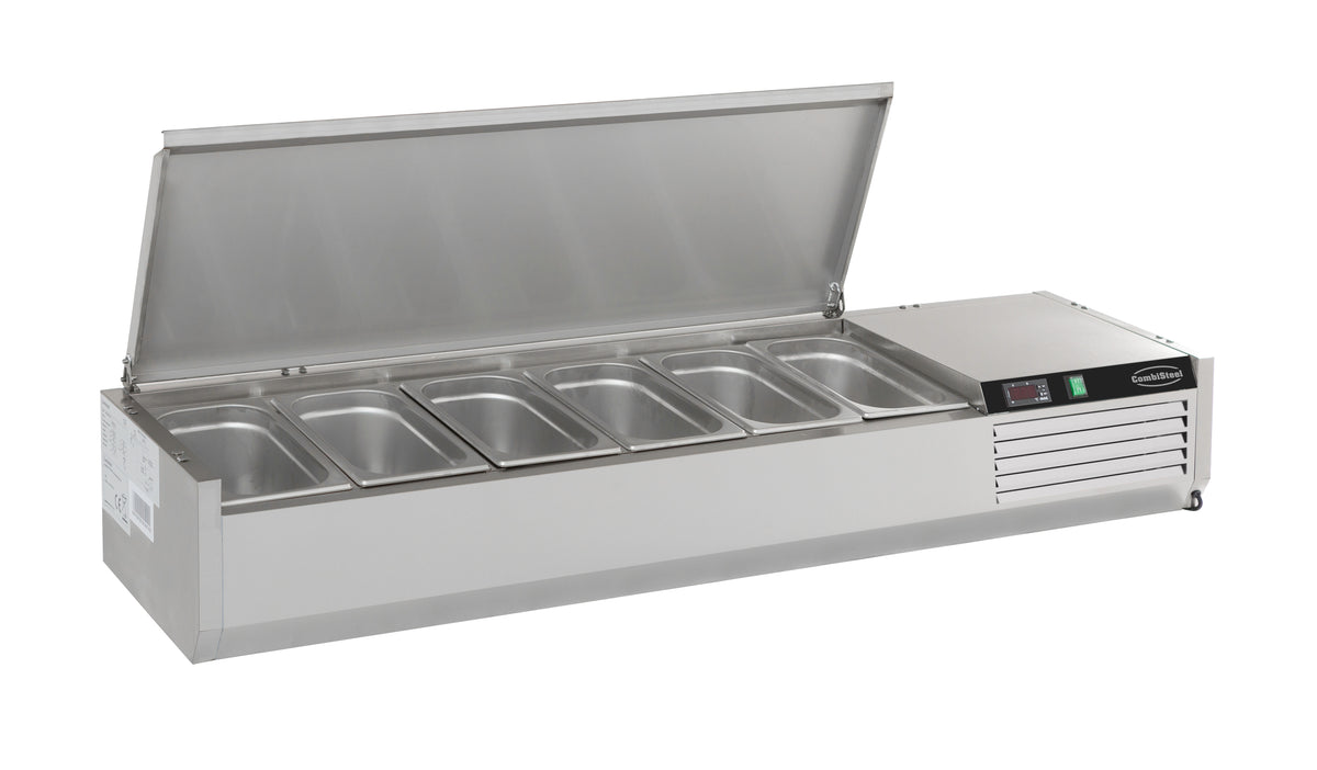 Kjølt overbygg med lokk i rustfritt stål, 5x GN 1/3, 1200x395x225 mm – bilde 8