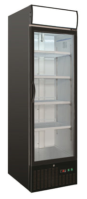 Fryseskap 1 glassdør, 460L, sort, 680x700x1990 mm