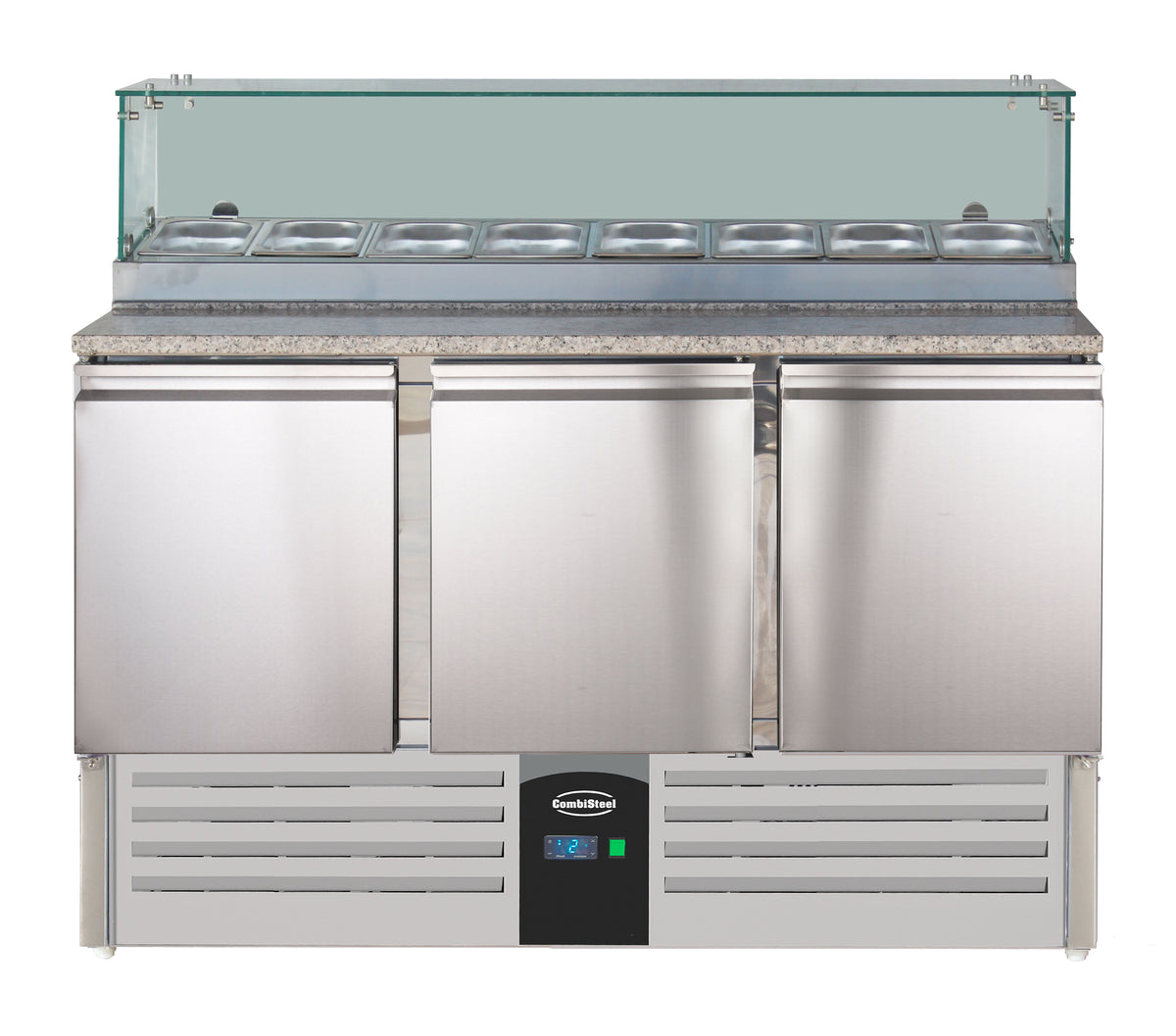 Pizzabenk Compact Line med glassoverbygg, 3 dører, 1368x700x1180 mm – bilde 6