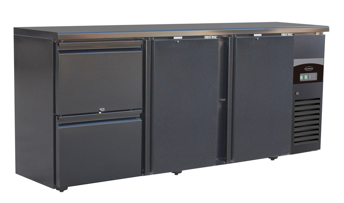 Barkjølebenk Standard Line 2 dører og 2 skuffer, sort, 2002x513x860 mm