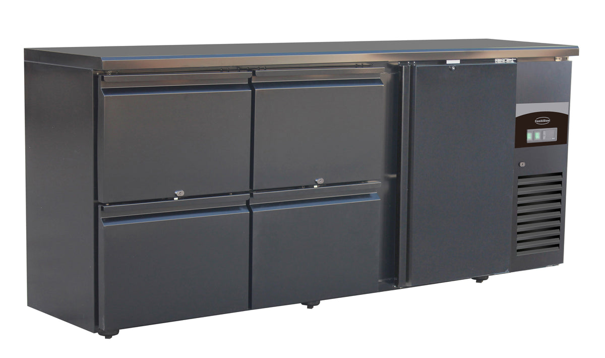 Barkjølebenk Standard Line 1 dør og 4 skuffer, sort, 2002x513x860 mm