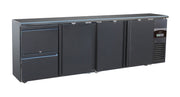 Barkjølebenk Standard Line 3 dører og 2 skuffer, sort, 2542x513x860 mm