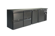 Barkjølebenk Standard Line 2 dører og 2 skuffer, sort, 2542x513x860 mm