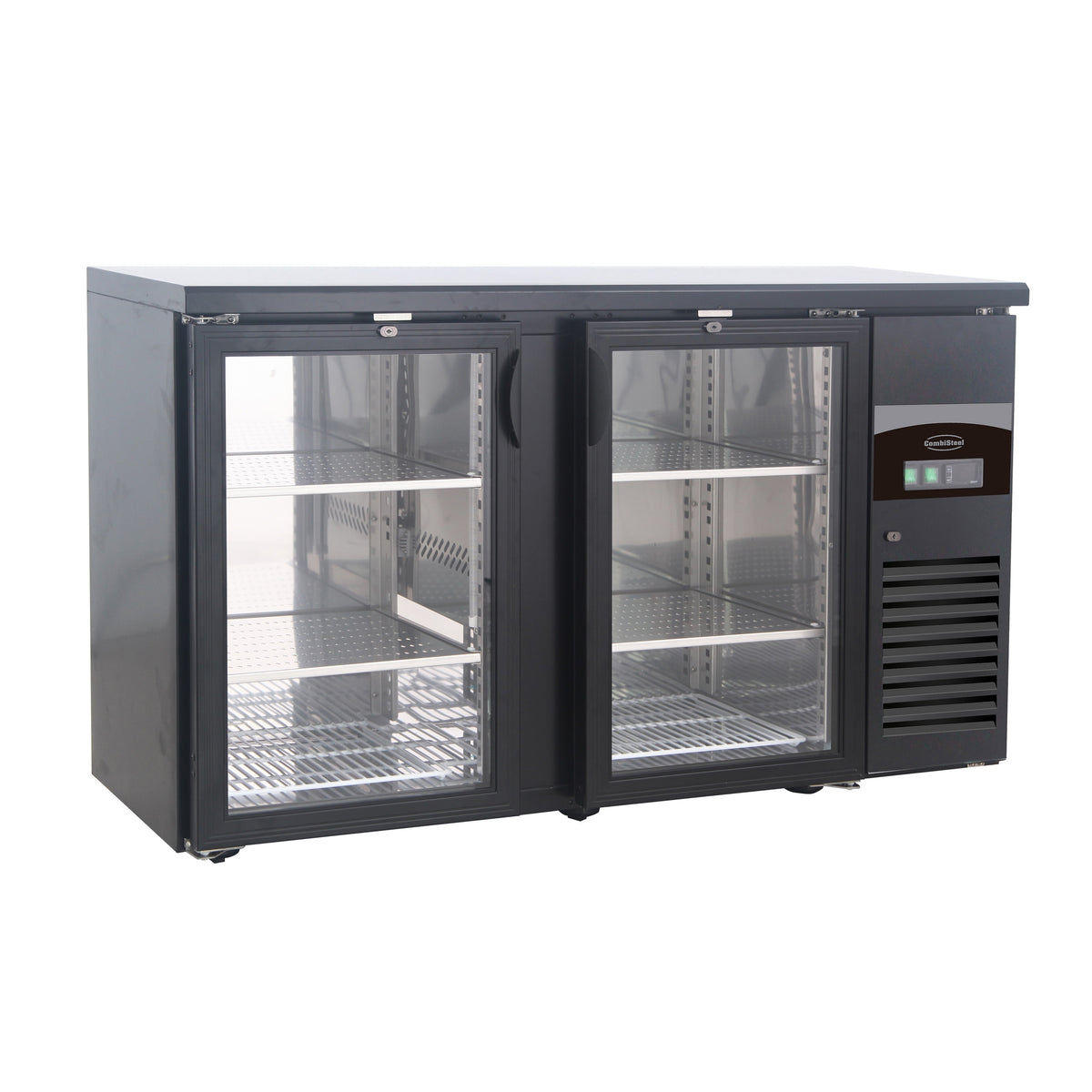 Barkjøleskap Standard Line 2 glassdører, sort, 1462x535x860 mm