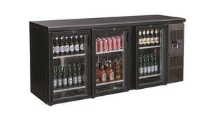 Backbar cooler sort 3 glassdører