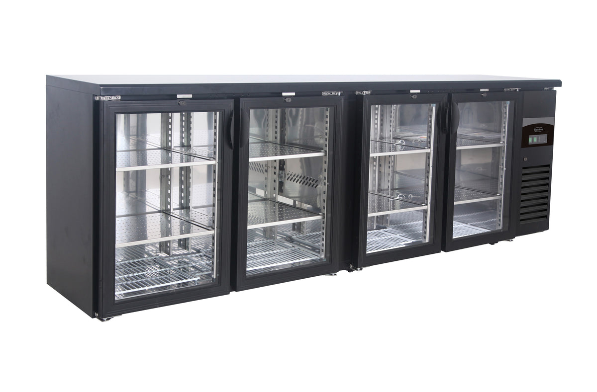 Barkjøleskap Standard Line 4 glassdører, sort, 2542x535x860 mm