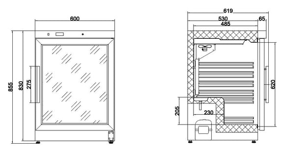 Kjøleskap 1 glassdør