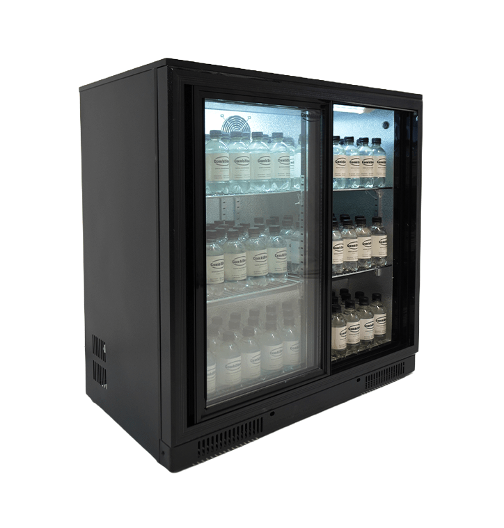 Barkjøleskap 2 skyvedører, sort, 900x500x900 mm – bilde 6