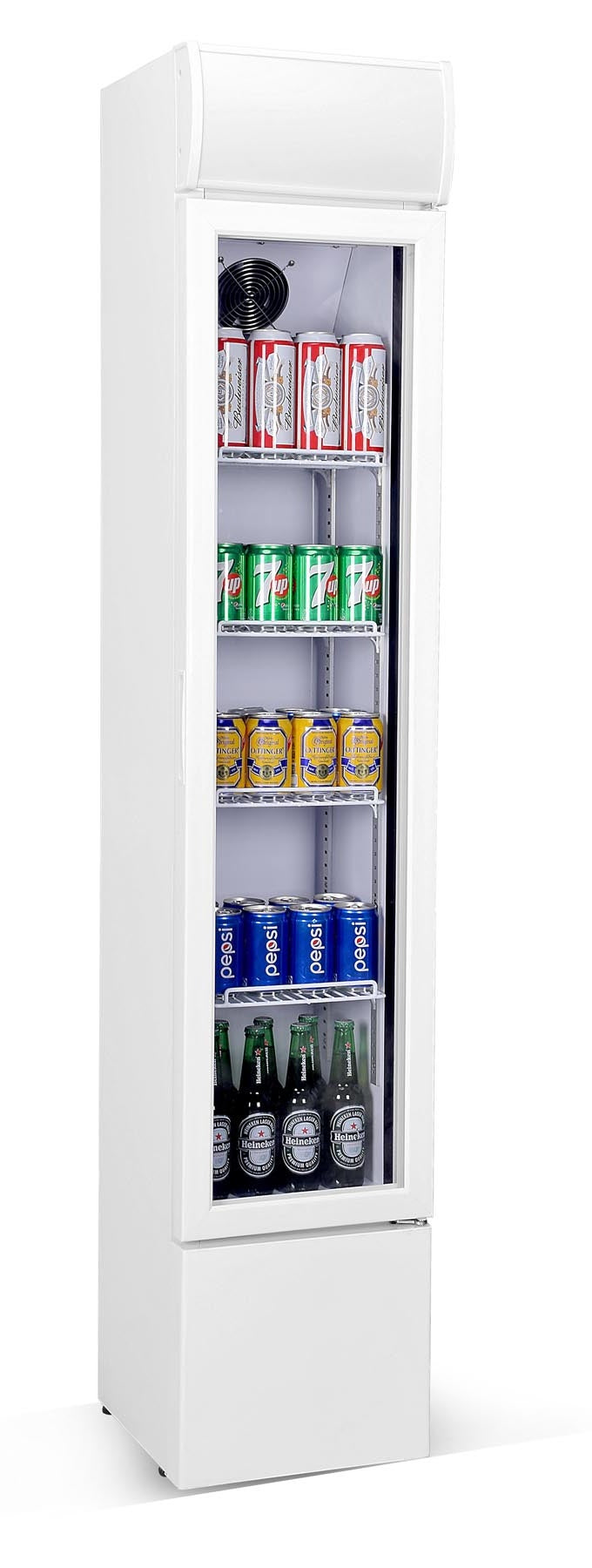 Glassdør kjøleskap smal