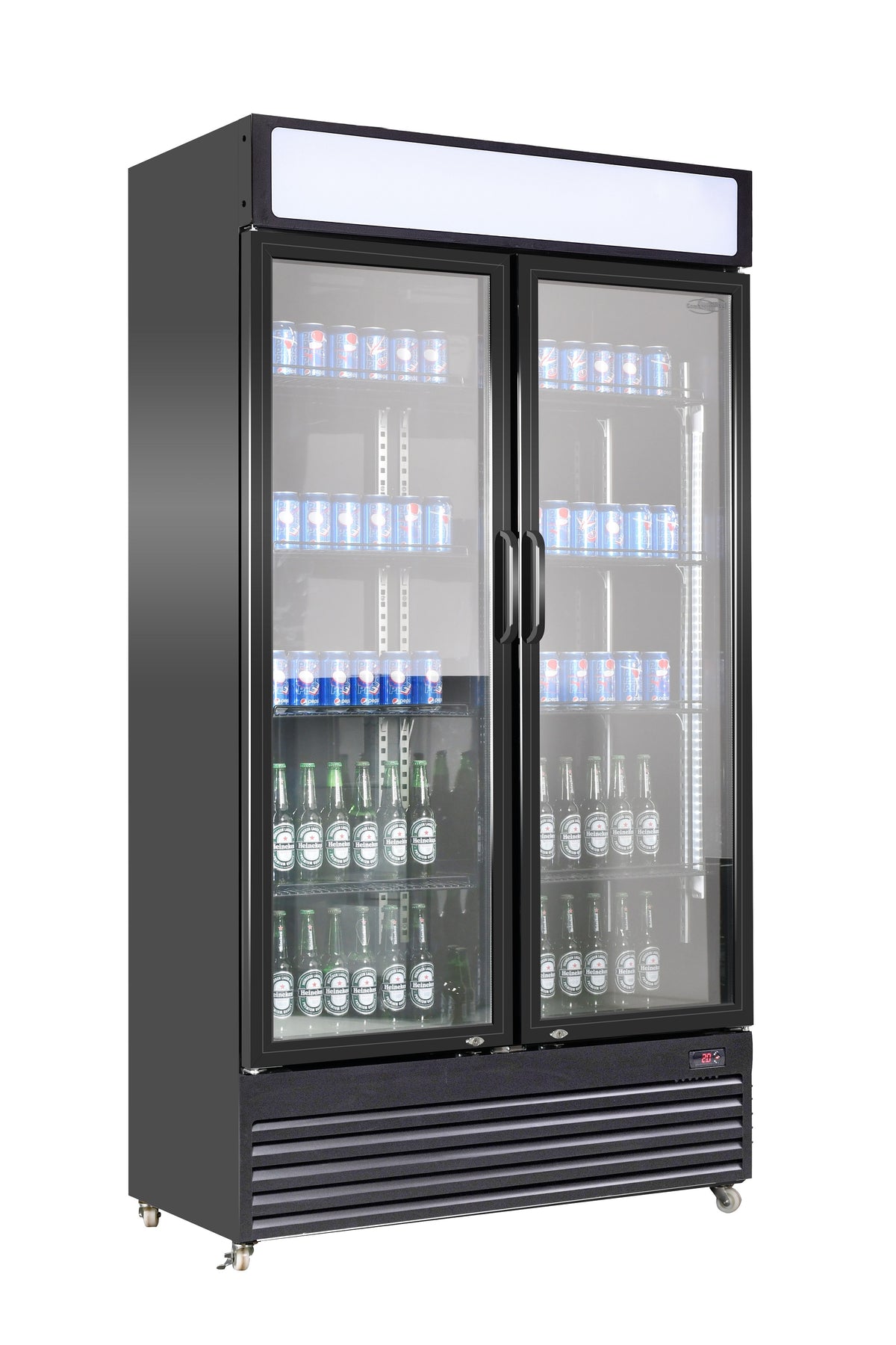 Kjøleskap 2 glassdører BEZ-780 GD, sort, 1120x595x2100 mm