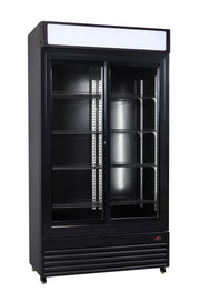 Kjøleskap med skyvedører i glass BEZ-780 SL, sort, 1120x595x2100 mm