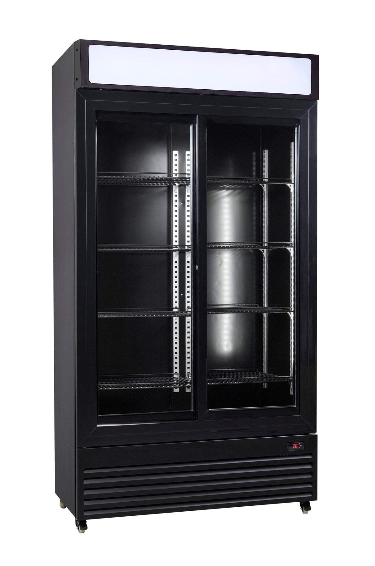 Kjøleskap med skyvedører i glass BEZ-780 SL, sort, 1120x595x2100 mm
